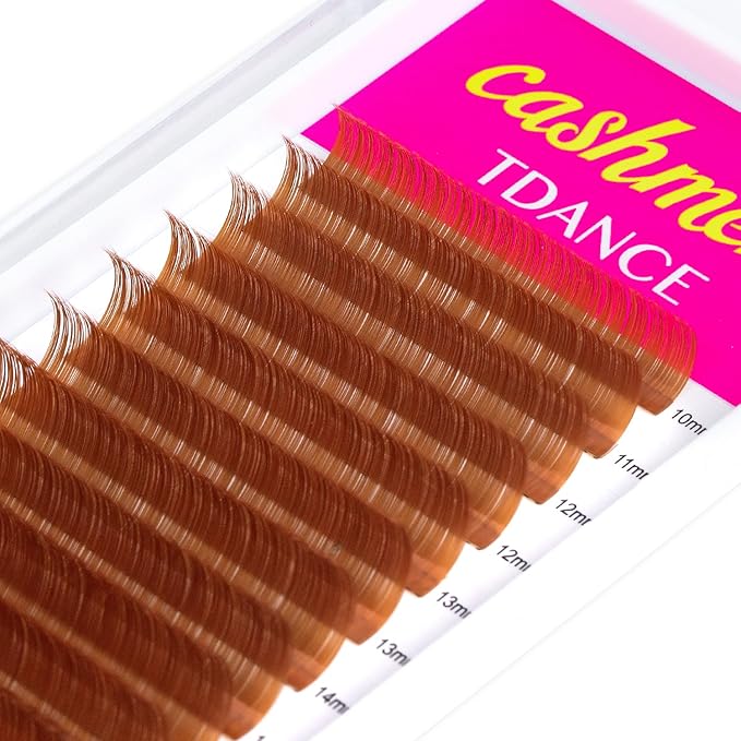 TDANCE Light Brown Lash Extensions Colored Lash Extensions Classic Lash Extension 0.07mm C/D Curl Premium Eyelash Extensions Salon Use (Light Brown,D-0.07,10-17mm)