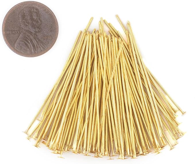 The Bead Chest Gold 21 Gauge 1.5 Inch Head Pins (Approx 100 Pieces)