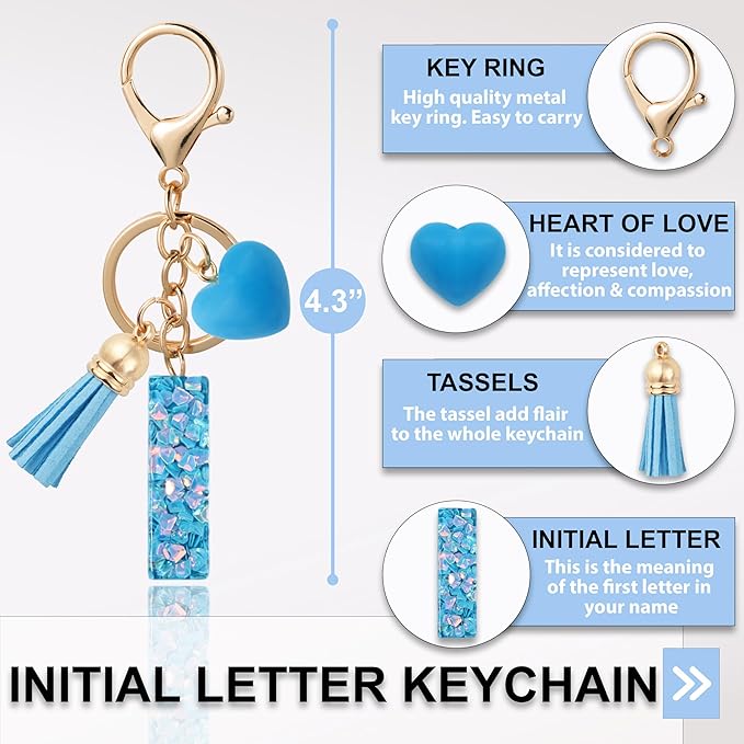 Alphabet Initial Letter Keychain Cute Heart Resin - Letter Keychain for Backpack Charms - Initial Keychains for Women