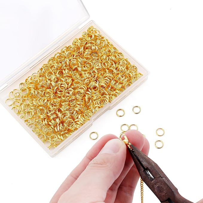 400Pcs Split Rings,Double Loop Jump Ring Sets Split Jump Rings for Jewelry Making,Small O Key Ring Earring Necklace Bracelet Connector for DIY Crafts Making Findings (Gold,10mm)