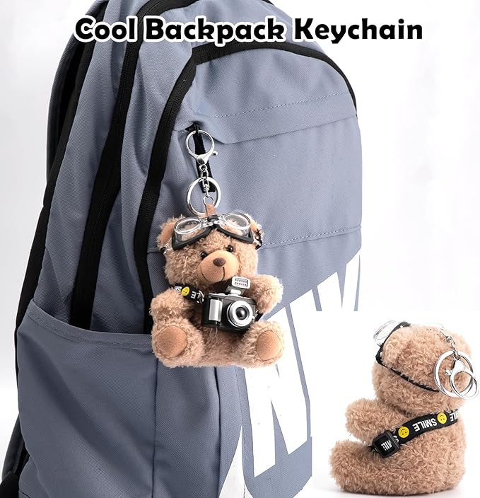 Cute Key Chain Plush Bear Bag Charm Teddy Bear Keychain Gift For Handbag,Purse, Backpack, Car Keys