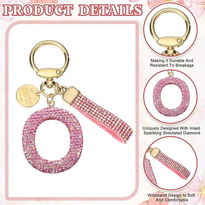 PATIKIL Initial Letter Keychain, Cute Sparkly Rhinestone Key Chain Alphabet Charm for Car Keys Handbags Purse