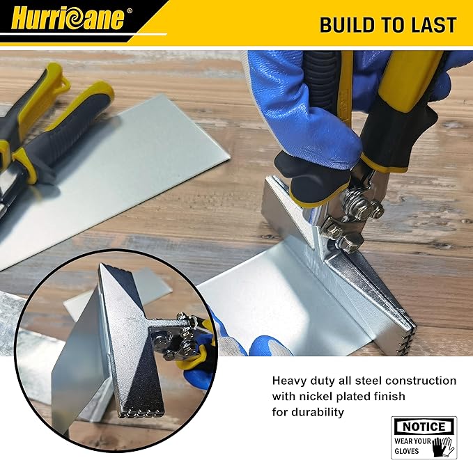 HURRICANE Sheet Metal Hand Seamer, 6 Inch Straight Jaw Bender Tools for Flattening Metal, Bending Pliers with Ergonomic TyreGrip Handle