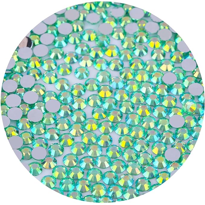 4500 Pcs SS6 2mm Flatback Rhinestones for Nails Art Crafts Glitter Round Gems AB Crystals DIY Clothes Shoes （Light Green AB）