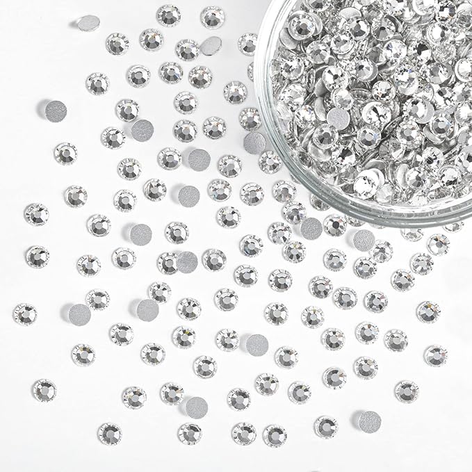 Beadsland Flatback Rhinestones Bulk,14400pcs White Rhinestones for Nails Crafts Clothes DIY Decoration, Crystal, SS10, 2.7-2.9mm
