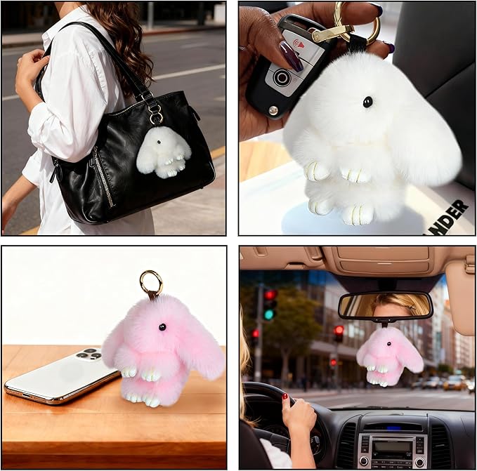 Cute Plush Keychain, Car Pendant, Bag Purse Backpack Charm Accessory, Gift for Girls Women