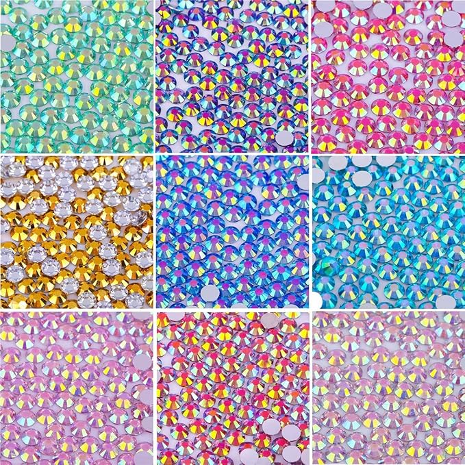 3000 Pieces SS6 2mm Flatback Rhinestones Clear Glasses Round Gems AB Crystals for Nail Art DIY Crafts Clothes Glitter Stones （Light Pink）