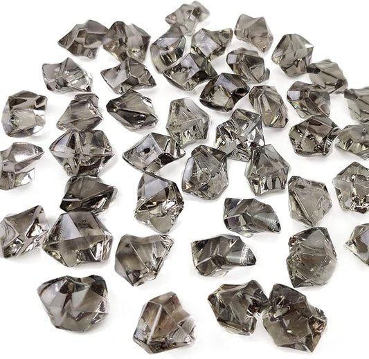 HappyFiller Fall Christmas Decoration 160 Pack Gray Fake Crystal Ice Stone,Acrylic Rocks Gems,Grey Vase Fillers Diamond Cube,Table Scatters,Arts Craft,Wedding Centerpieces,Party Event Decor,Fishbowl