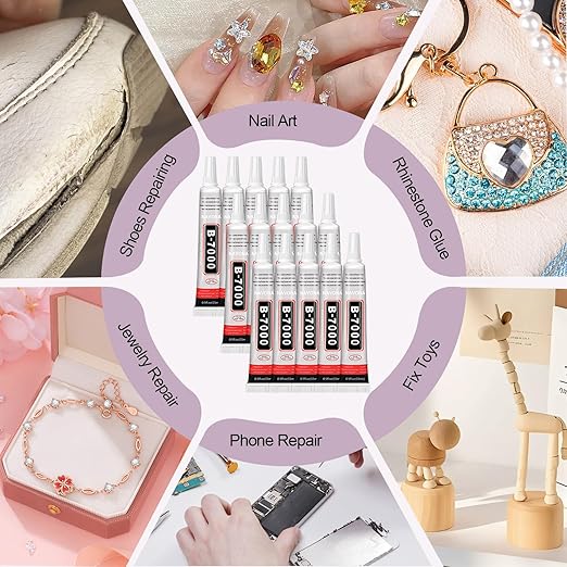50 PCS 15ml B7000 Glue Clear with Precision Tip, Rhinestone Glue for Nail, B-7000 Glues for Craft Glues, Jewelry Making, Nail Art, DIY, Makeup, Shoes