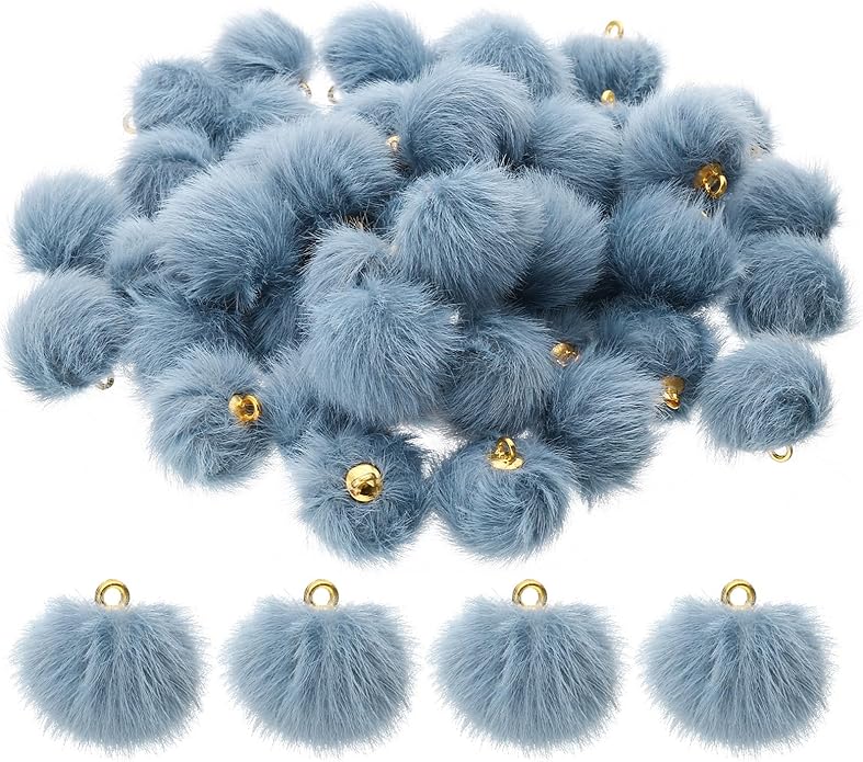 PATIKIL 50pcs Pom Poms Charm, Pompoms Charm Craft Pom Poms Pendants Balls Small Fluffy Tassel Bulk for Crafts Jewelry Making
