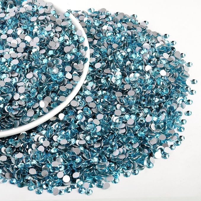 Beadsland Flatback Rhinestones Bulk,14400pcs Red Rhinestones for Nails Crafts Clothes DIY Decoration, Aquamarine, SS16, 3.8-4.0mm
