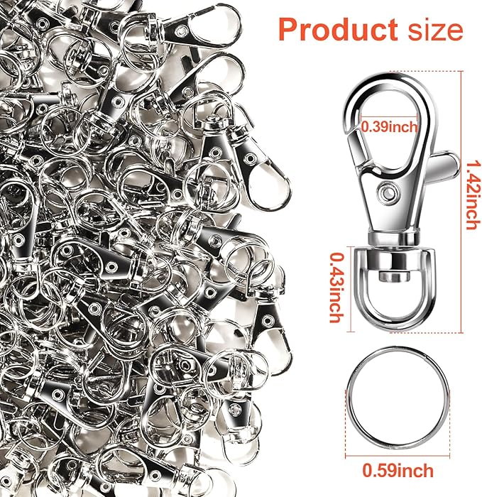 LEOBRO 160PCS Lobster Claw Clasps and Key Rings, Keychain Making Kit, 80PCS Keychain Clips and 80PCS Key Chain Rings, Key Chain Making Kit for Crafts, Keychains, Jewelry
