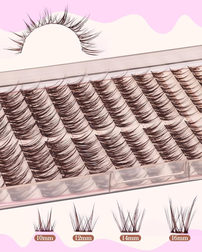 Brown Lash Clusters Manga Eyelash clusters Natural Spiky Lash Extension CD Curly Cluster Eyelash Extensions Dark Brown Individual Lashes by ZANLUFLY