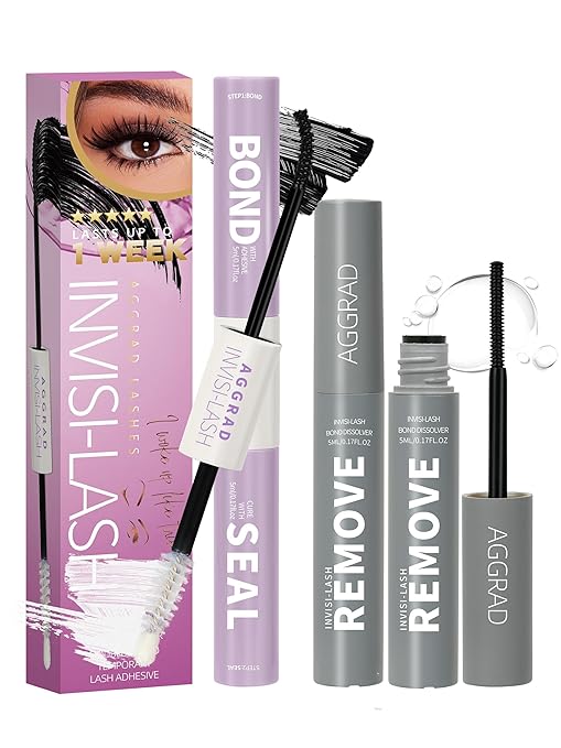 150H Super Strong Hold Lash Glue Bond and Seal Waterproof Long-Lasting for Lash Cluster Eyelash Extensions Kit DIY Self Adhesive Eye Lash Glue Black Bonder & Clear Sealant with Remover
