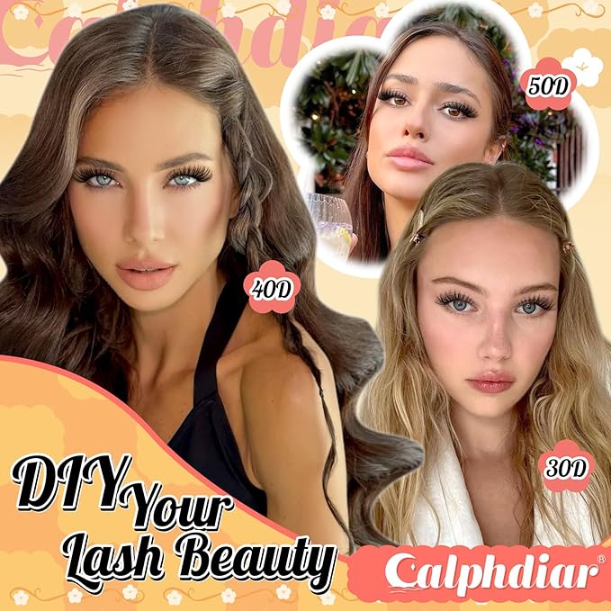 Cat Eye Lash Clusters Wispy Eyelash Clusters 30D+40D+50D Individual Lashes 400pcs Light & Right Cluster Eyelash Extensions D-curly Lash Extension 8-18mm Natural Lashes Clusters for Beginners