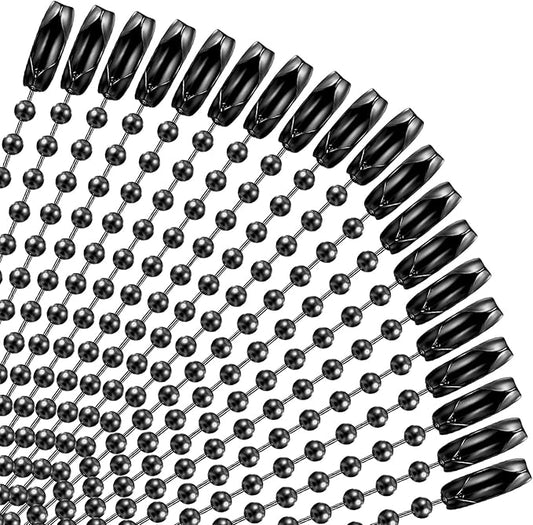 100Pcs Ball Beads Chains, Stainless Steel Dog Tag Chain, Metal Hanging Chains 4.7 Inch Ball Keychains with Connectors, Beaded Necklace Chain for Jewelry Making DIY Crafts