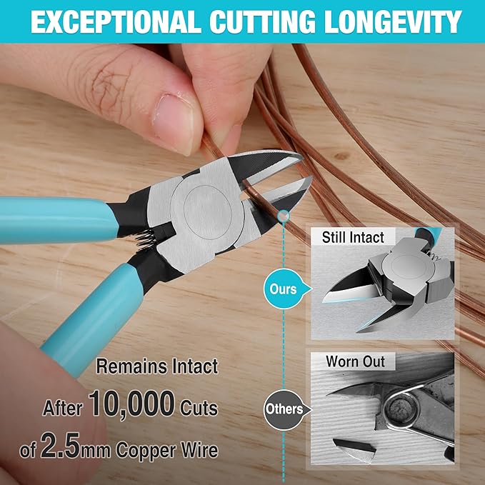 DURATECH 5-Inch and 6-Inch Professional Flush Cutters, Wire Cutters Heavy Duty with CNC Machined Edges, Thickened Zip Tie Cutter, Cutting Pliers for Crafting, Floral, and Artificial Flowers, 2-Pack