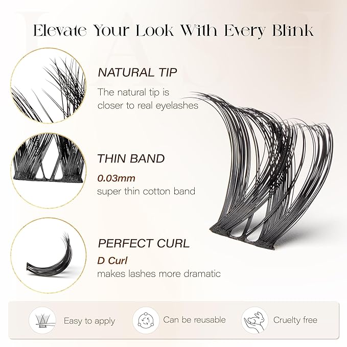 BEFER Eyelash Clusters, 120 Pcs D Curl Volume Individual Lashes Extensions Eyelash Clusters 10-16MM Wispy Lashes DIY At Home(Seraphic,FD43)