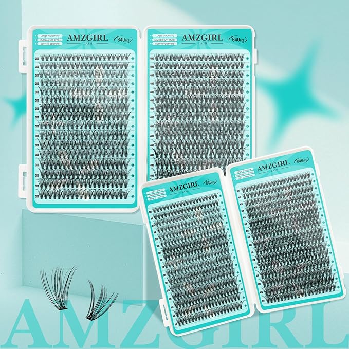 Lash Clusters 2 Style Cluster Lashes 640PCS Eyelash Extension 30D+40D Cluster Lashes Individual Lashes DIY Lash Extension Natural Black Cluster Eyelash Extensions at Home for Beginners(D-Mix9-16mm)