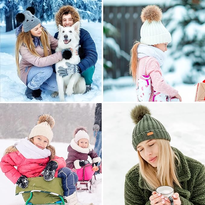 48 Pcs Faux Fur Pom Pom for Hats - 4.5 Inch Fluffy Large Pom Poms with Elastic Loop Removable Knitting Hat Accessories for Crafts Gloves Shoes Scarves Bags Keychains (24 Colors)