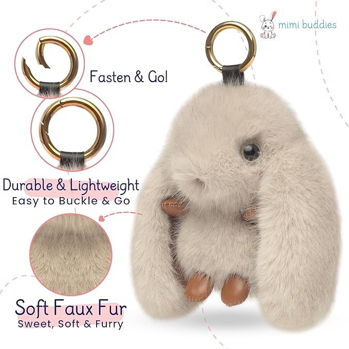 Mimi Buddies Bunny Keychain with Box, BunnyKeychain with Tin, Cute Bag Car Handbag Charm Keychains, BunnyCute Key chain
