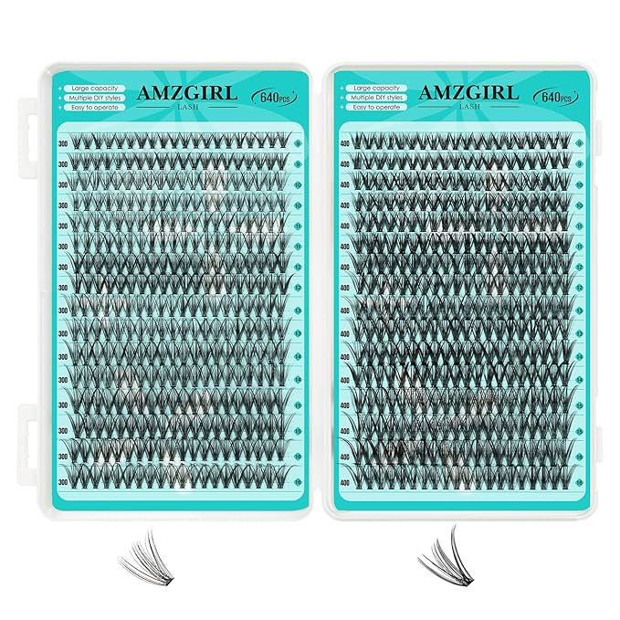 Lash Clusters 2 Style Cluster Lashes 640PCS Eyelash Extension 30D+40D Cluster Lashes Individual Lashes DIY Lash Extension Natural Black Cluster Eyelash Extensions at Home for Beginners(D-Mix9-16mm)