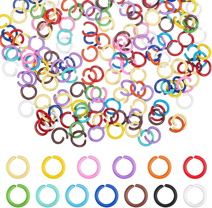 200 Pcs Colored Jump Rings for Keychains, 8mm Iron Open O Rings for Jewelry Making, Small Closed Jump Ring for DIY Keychain, Necklace, Bracelet, Earring, Pendant Crafting