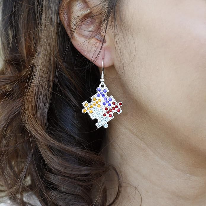 Inspired Silver - Silver Customized Charm French Hook Drop Earrings with Cubic Zirconia Jewelry
