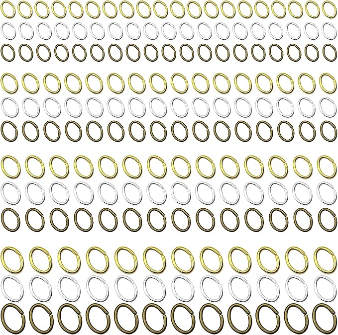 2400pcs Stainless Steel Oval Jump Rings - Oval Connector Rings for Jewelry Making - Earring, Bracelet, Necklace DIY (4 Sizes/3 Colors)
