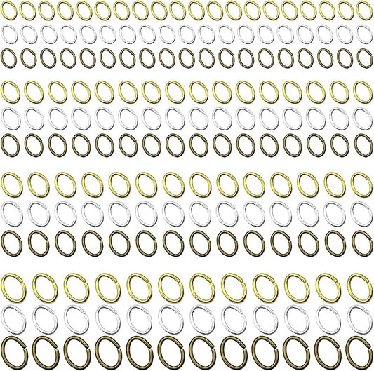 2400pcs Stainless Steel Oval Jump Rings - Oval Connector Rings for Jewelry Making - Earring, Bracelet, Necklace DIY (4 Sizes/3 Colors)