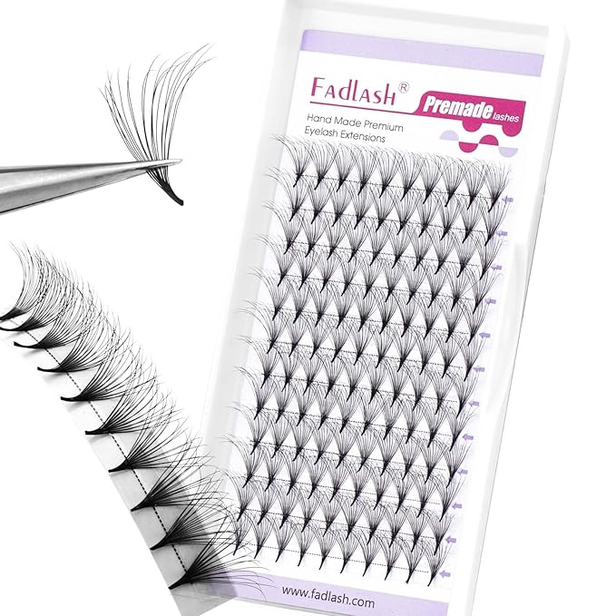 FADLASH Premade Lash Fans Double Layers Fluffy Premade Fans Eyelash Extensions 0.07 Thickness D Curl 10D Volume Lashes Premade Easy Fan Lashes (10D-0.07-D, 11mm)