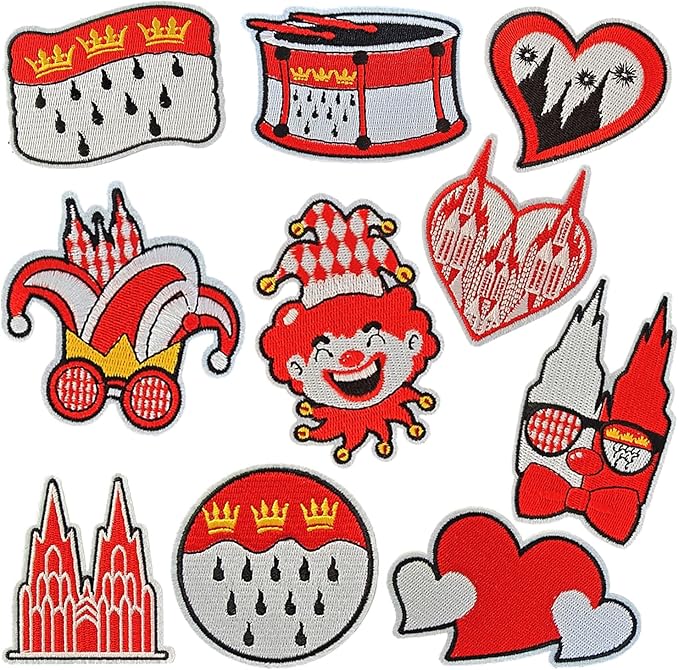 WILDREEDS 10 Pieces Mardi Gras Iron on Patches, Joker Series Embroidered Patch for Clothing, T-Shirt, Backpacks, Hats, Jeans, Jackets