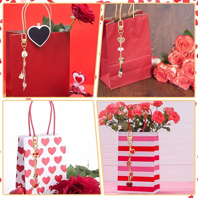 Tondiamo 286 Pieces Galentines Day Keychain Making Kit Gift Valentine's Day DIY Craft Red Pink Heart Love Bag Charms for Keychain Jewelry Making for Friends Women Adults