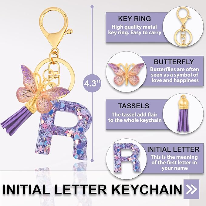 Alphabet Initial Letter Keychain Cute Heart Resin - Letter Keychain for Backpack Charms - Initial Keychains for Women