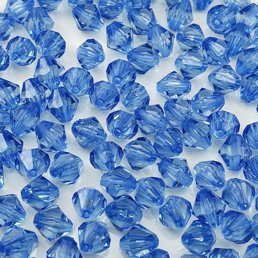 1000pcs 6mm Acrylic Bicone Beads Faceted Acrylic Crystal Spacer Beads for Bracelet Necklace Earring Keychain Jewelry Making Crafts(Sky Blue)