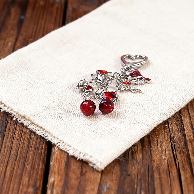 Red Cherry Bag Charms Keychain Charm, Y2K Aesthetic Purse Charm Purse Keychain For Handbag,Backpack Women,Men (Red)