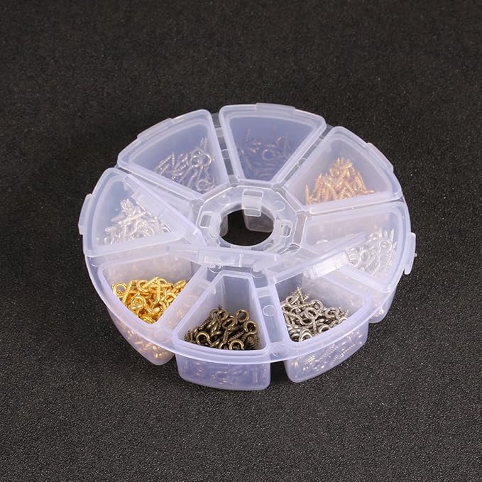 400 Pcs Metal Screw Eye Pins Set 0.55inch/7X14mm Mixed Colors Sturdy Eye Hooks for DIY Jewelry Making Box Packed (Mixed Color 7X14mm)