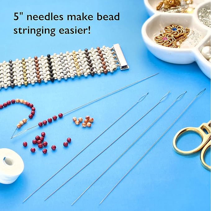 The Beadsmith Basic Elements Collapsible Eye Needles – 5 Inch Long – Flexible Twisted Wire – Large Eye, Easy to Thread – 4 Extra Fine Needles