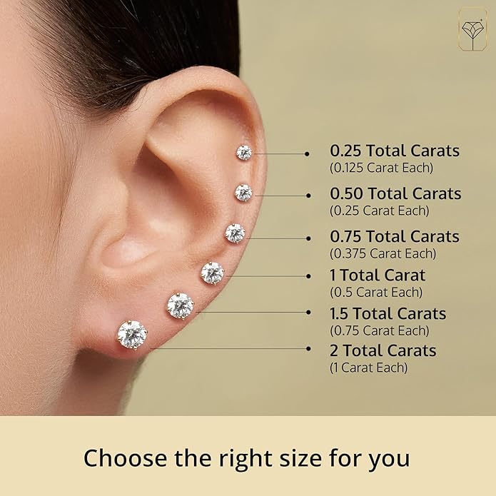 1/4-2 Carat IGI Certified Lab Grown Diamond Stud Earrings | Solitaire Real Diamonds Earring for Women in I-J Color & SI1-SI2 Clarity | 14K Gold Diamond Studs with Secure Backs by MAX + STONE