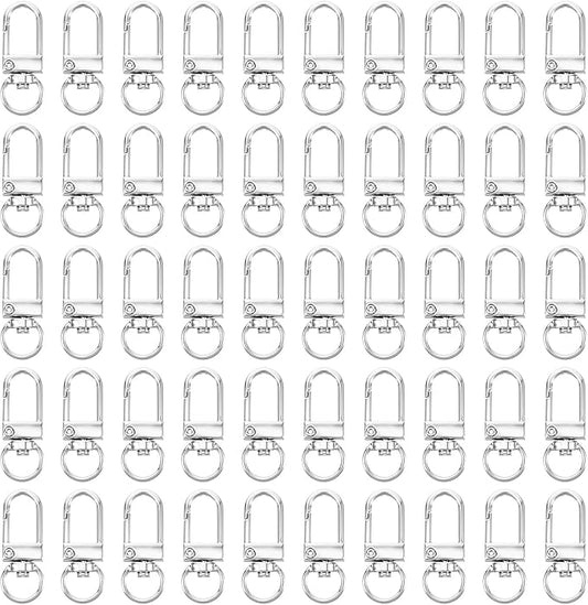 50 Pcs Lobster Claw Clasps for Keychains Swivel Lanyards Trigger Snap Hooks Strap Keychain Hook for Jewelry Purse Making DIY Bags Key Rings Art Crafts Pet Collar Silver 1.38 × 0.39 × 0.16 Inch