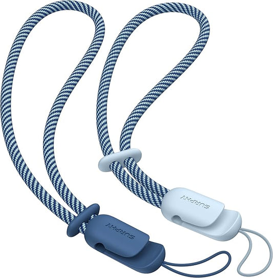 SURPHY 2 Pack Phone Lanyard for Cellphone Case, Phone Wrist Strap for Case, Cellphone Strap with 2-Color Braided, Charm Wrist Lanyard for Women and Men, Cloud Blue & Blue Jay
