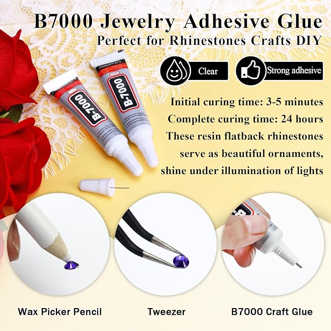 15000PCS 4MM Resin Jelly Rhinestones for Crafts Nails, 15 Colors SS16 Flatback Rhinestone Gems for Tumblers Mugs Crocs Shoes Graduation Cap Makeup, Bedazzling Kit with B7000 Glue