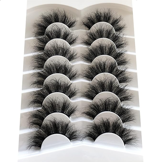 Pooplunch False Eyelashes Faux Mink Eye Lashes Volume 20MM Long Sexy Dramatic 8D Fake Eyelashes Strips 7 Pairs Pack