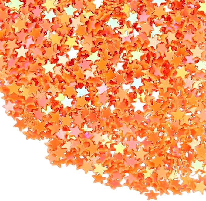 uxcell 1.94oz(55g) Star Glitter Confetti, 3mm Art Craft Glitter Holographic Sequins Table Confetti Laser Sequins for Crafts DIY Nail and Party Wedding Festival Decoration, Orange