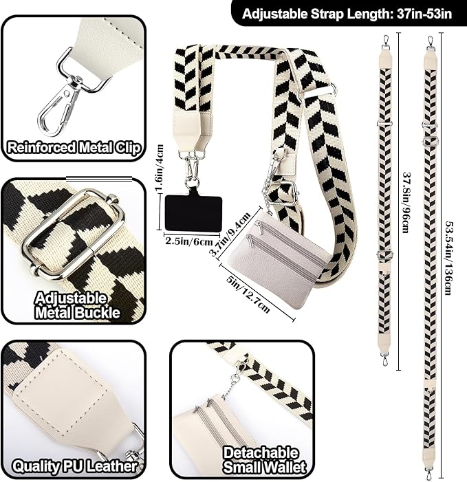 XANGNIER Clip and Go Strap for Phone with Wallet Crossbody, Phone Strap with Zippered Wallet, Adjustable Anti Theft Cellphone Lanyard for Women, Cellphone Chain Accessories,Multicolor 4