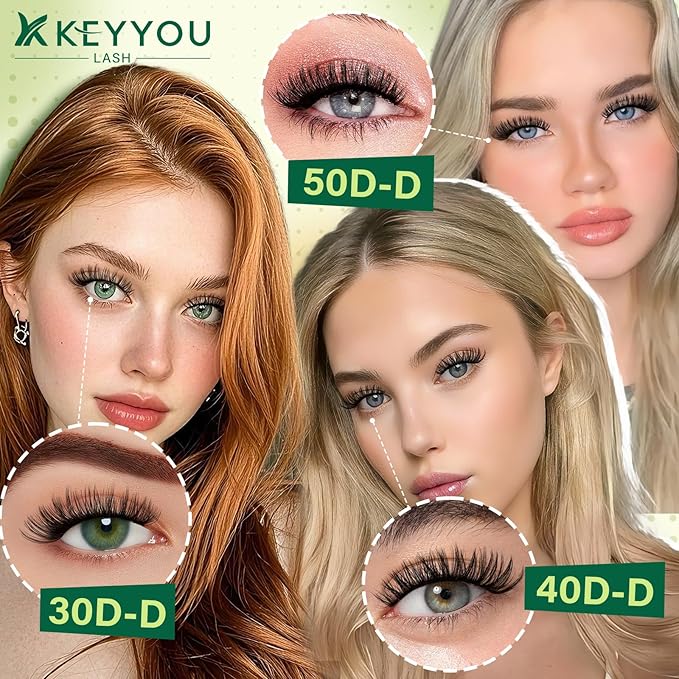 KEYYOU Lash Extension Kit DIY 300Pcs Lash Clusters Eyelash Extension Kit 30D D Curl 9-18MIX Lash Clusters Kit with Lash Glue Remover Applicator Easy to Use for Beginners(Kit,30D-D,9-18MIX)