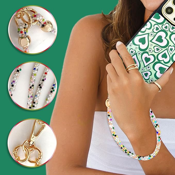 Crystal Phone Strap Crossbody and Wrist Lanyard, Anti Theft Layered & Wrist Strap Cell Phone Neck for Women
