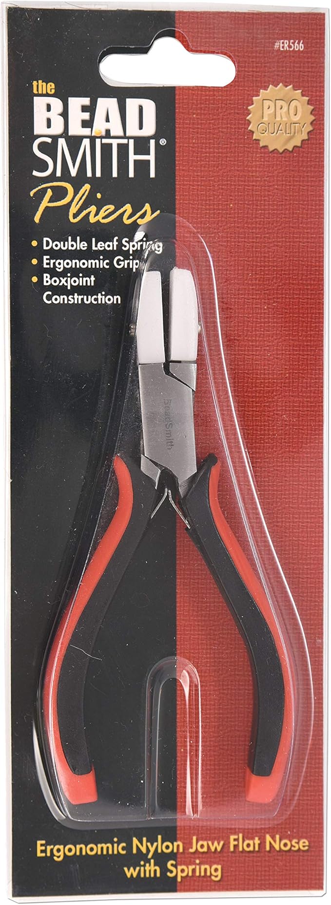 The Beadsmith Flat Nylon Jaw Pliers – Fine Tips – 5 inches (127mm) – Ergonomic Handle with Double Leaf Springs – Jewelry Making Tool for Creating Bracelets, Earrings and Necklaces