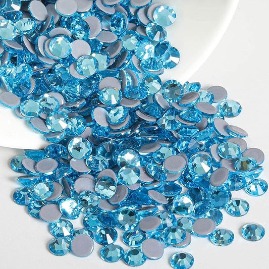 Beadsland Hotfix Rhinestones, 288pcs Flatback Crystal Rhinestones for Crafts Clothes DIY Decorations, Aquamarine(SS30/6.3-6.5mm)