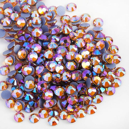 Beadsland Hotfix Rhinestones, 1440pcs Flatback Crystal Rhinestones for Crafts Clothes DIY Decoration, Topaz AB, SS16, 3.8-4.0mm